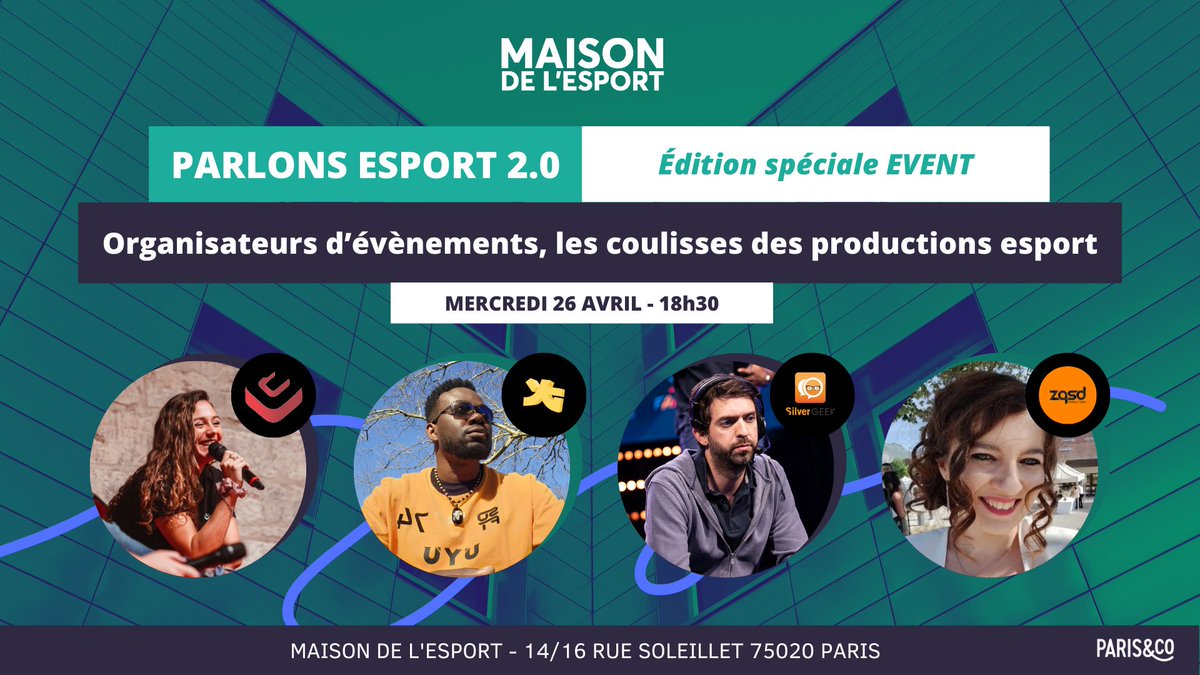 Maison de l'Esport (@maisonesport) on Twitter photo #Event | Parlons Esport 2.0 - Edition spéciale EVENT !
La <a href="/MaisonEsport/">Maison de l'Esport</a> accueille <a href="/Lison_Cerdan/">Lison Cerdan</a>, <a href="/FlashNo47/">FlashNo47</a>, <a href="/toonyflo/">Toonyflo</a> et <a href="/MariniKelly/">MANDATORY Kelly</a> pour échanger sur l'organisation des événements #esport !
📅 Mercredi 26 avril à 18h30
🔗 Lien d'inscription : bit.ly/PE_Evenement20… #Event | Parlons Esport 2.0 - Edition spéciale EVENT !
La <a href="/MaisonEsport/">Maison de l'Esport</a> accueille <a href="/Lison_Cerdan/">Lison Cerdan</a>, <a href="/FlashNo47/">FlashNo47</a>, <a href="/toonyflo/">Toonyflo</a> et <a href="/MariniKelly/">MANDATORY Kelly</a> pour échanger sur l'organisation des événements #esport !
📅 Mercredi 26 avril à 18h30
🔗 Lien d'inscription : bit.ly/PE_Evenement20…