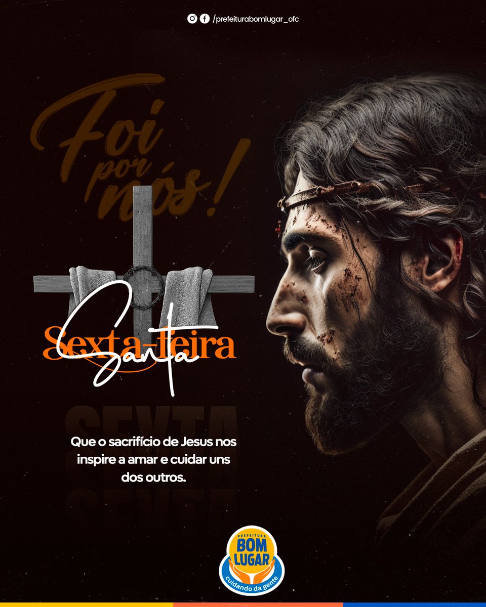prefbomlugarofc's tweet photo. Que o sacrifício de Jesus na cruz nos inspire a amar e a perdoar como ele nos amou e perdoou. Feliz Sexta-Feira Santa. ✝️ https://t.co/FfUGVwxOFg