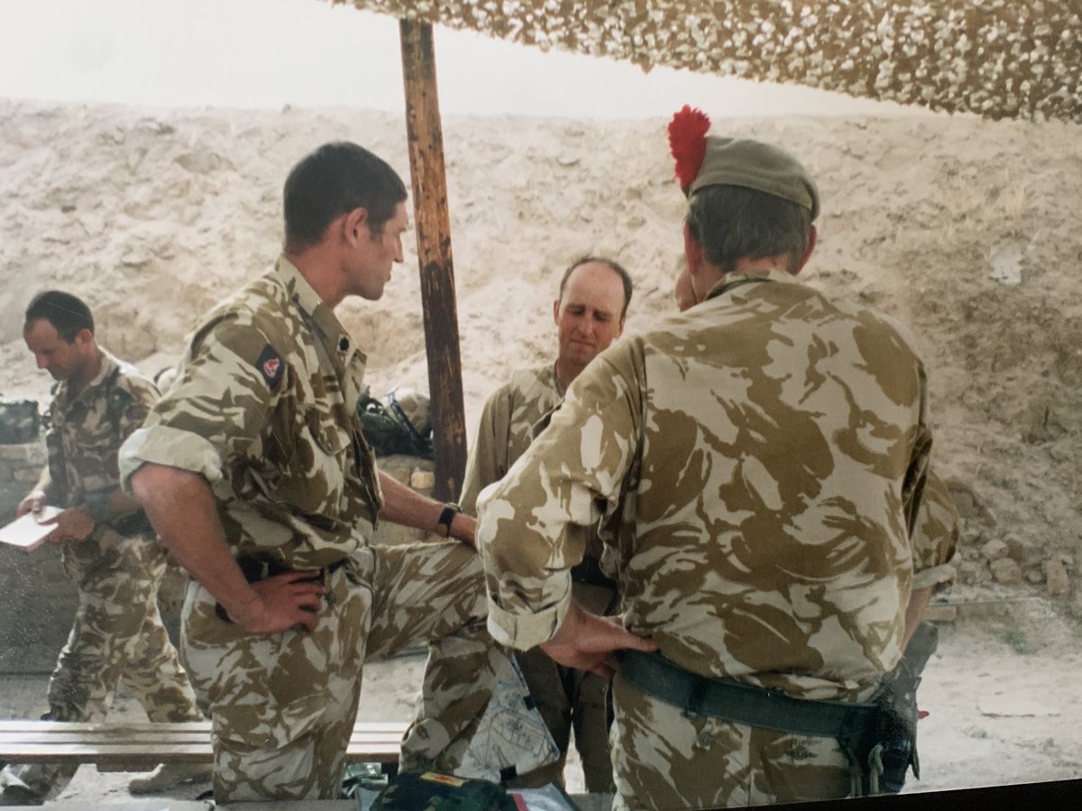 chrisoncyber's tweet photo. @7thRats #history : 20 years ago, I took this photo of 4 tired COs at dusk, 6Apr03, @7thRats stormed Basra in 18 hours. Remembering those lost on both sides. #scotsdg #rtr #rrf #bw #scots @BritishArmy @USMC @1UKDivision https://t.co/tolXPDLn1j