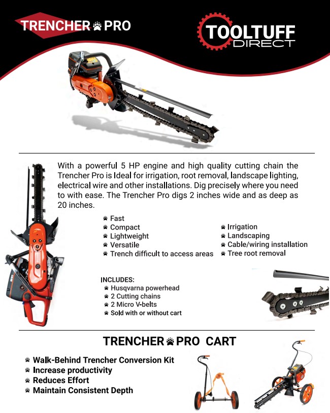 Coming into the final week of our spring countdown, day 7⃣ brings the Trencher Pro.  Perfect for small irrigation and lighting projects or working in tight quarters.  Available now and priced right to make quick work of your projects.