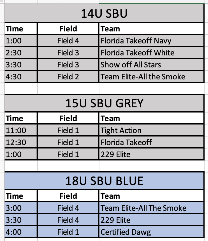 SouthBamaUnited's tweet photo. Schedule is out! #TallyTakeover #ThinkEliteBeElite #SBUStrong https://t.co/zoagtWtiKE