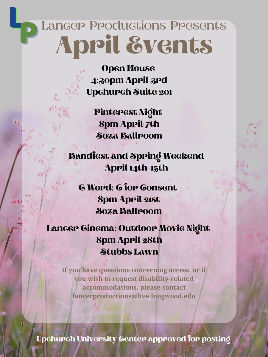 LancerPro's tweet photo. Good morning everyone! We hope y’all are safe from last night’s storm. Tonight is our Floral Pinterest night! @8pm in Soza ballroom! See you there!!
If you haven’t yet, make sure to RSVP! https://t.co/CscTXcHWfG