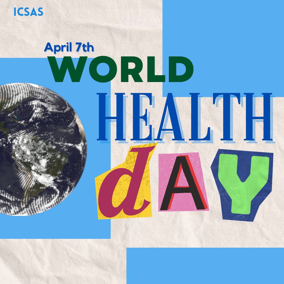ICSAS_'s tweet photo. World Health day 💪🌍🩺

Today is World Health Day, an annual global celebration that takes place on April 7th. Aimed at raising awareness and promoting action on important health issues. It serves as a reminder of the importance of good health in our daily lives. https://t.co/tNiQFy1bUp