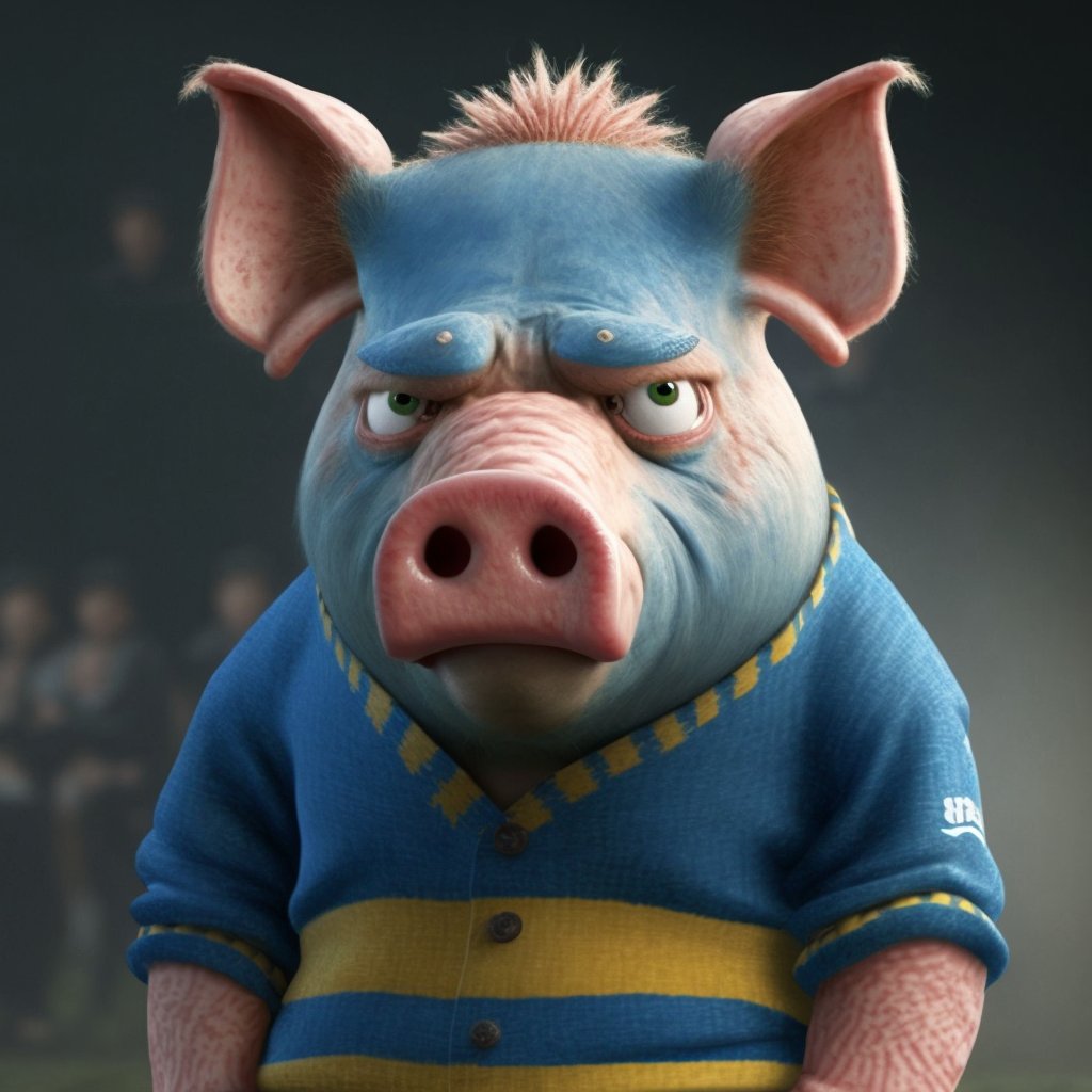 footballjessy's tweet photo. Kürzlich bekamen die Maskottchen der 1. Bundesliga ein KI Makeover bzw. einen Nachfolger erstellt. Nun geht es denen der 2. Bundesliga und ein paar anderen ausgewählten an den Kragen. 

Das "Lilienschwein" von Darmstadt guckt etwas missmutig angesichts der Tabellensituation. 1/22 https://t.co/G9TqMWiozB