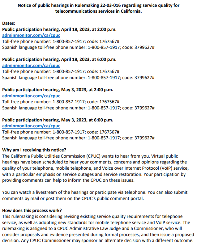 TekifyBroadband's tweet photo. Here is a required notice from the CPUC regarding the VoIP Telephone Service portion of your bill. https://t.co/Zr7pcNfYyT