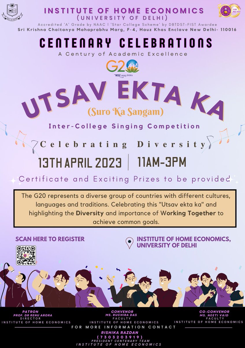 Iheofficial61's tweet image. Institute of Home Economics brings to you UTSAV EKTA KA: Suro ka Sangam, an inter-college music competition.