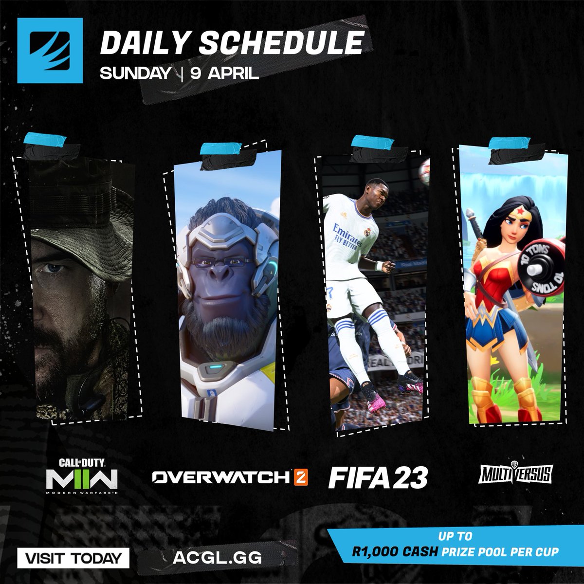 AfricanGaming's tweet photo. β° Today's cups start at 14h00:
βοΈ Compete in #Valorant, #PokemonUnite, #CSGO, #ModernWarfare2, #Overwatch2, #FIFA23 and #Multiversus for free.
π° Up to R1,000 cash per cup.
π Register here: https://t.co/2wjHldsWLj
#ValorantZA #CSGOZA #CODZA #OverwatchZA #FIFAZA #esportsZA https://t.co/5ZxEtr5yyo