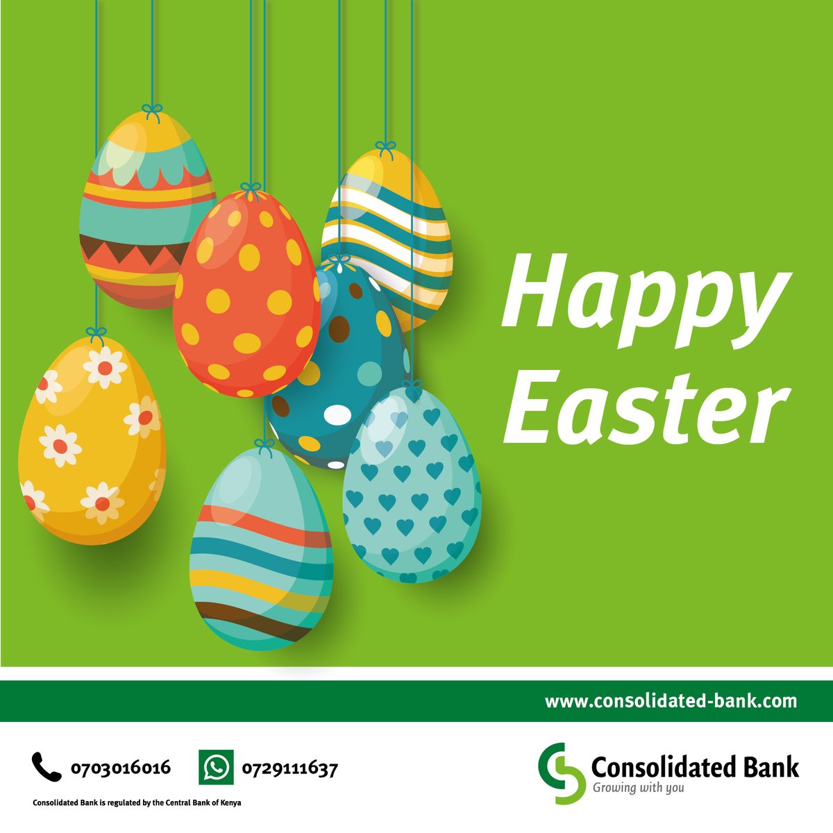 consolidatedKe's tweet photo. The team at Consolidated Bank of Kenya wishes you a happy Easter holiday filled with peace, love and happiness. May this day bring you and your loved ones together in celebration! 

#EasterHoliday #Easter #Easter2023 #HappyEaster #ConsolidatedKe https://t.co/N3w4rSSq3R
