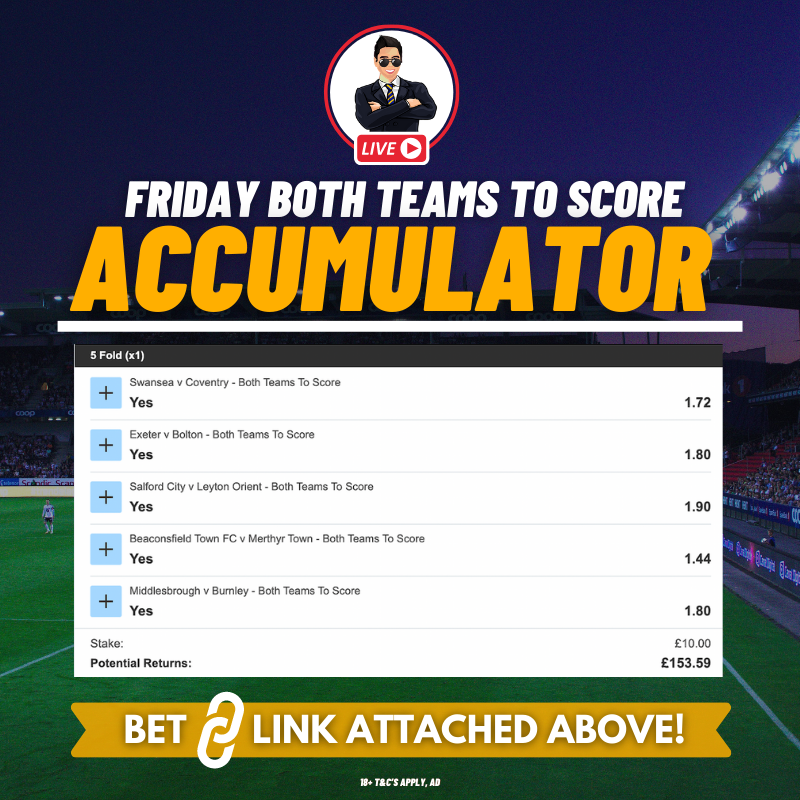 Benny’s Football Tips on Twitter "🚨1HOUR UNTIL KICK OFF! 14/1 Both