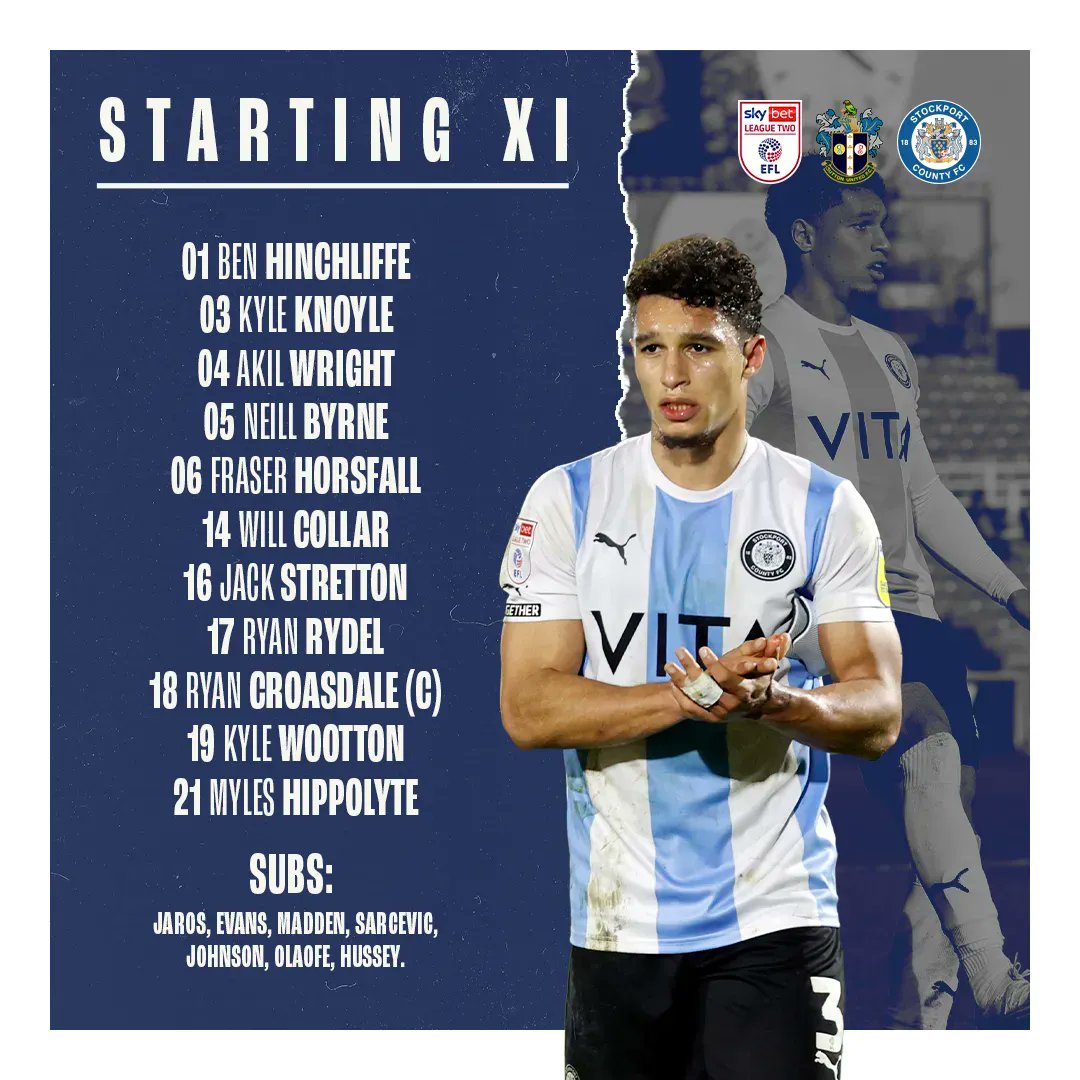 Stockport County on Twitter "📋 𝗧𝗘𝗔𝗠 𝗡𝗘𝗪𝗦... County make four changes