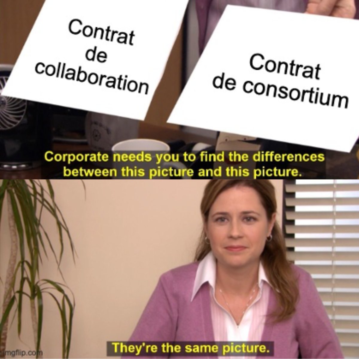 #Collaboration vs #consortium ? 🤔

Les deux contrats ont pour but d’unir plusieurs entités pour l’élaborer un projet commun 🤝
On trouvera plus souvent contrat de collaboration entre des personnes privées et consortium lorsqu’au moins une des parties est une personne publique 😉