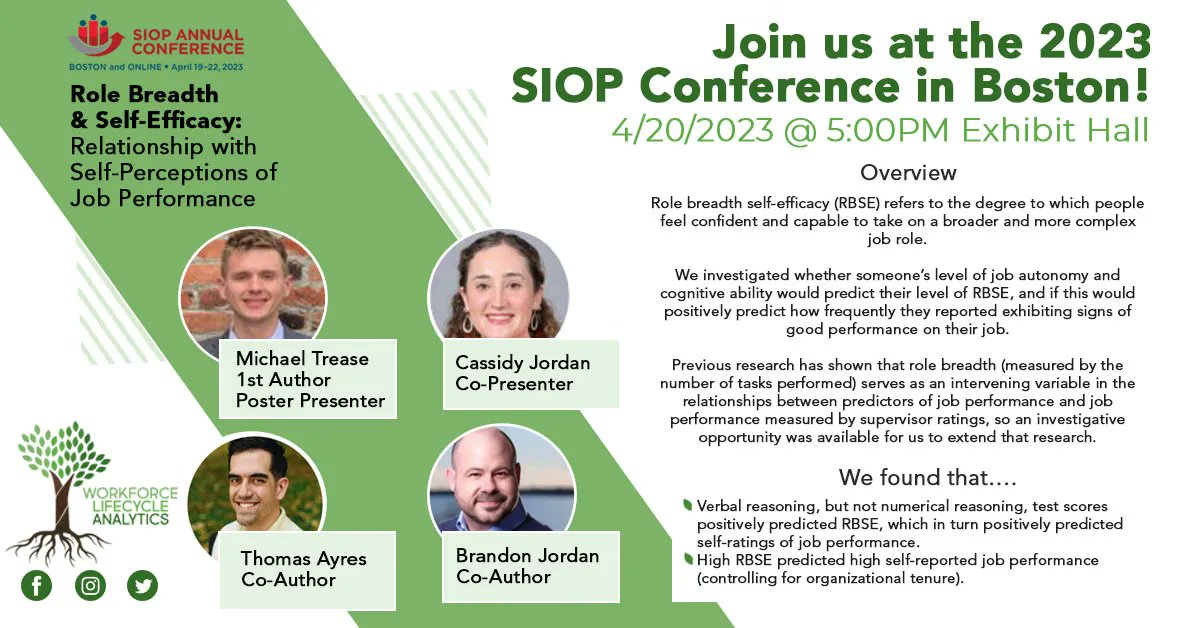 Join us later this month at the 2023 SIOP Conference in Boston as several of our staff will be presenting! 

#WLA #workforcelifecycleanalytics #IOPsych #SIOP23 #SIOPSmarterWorkplace