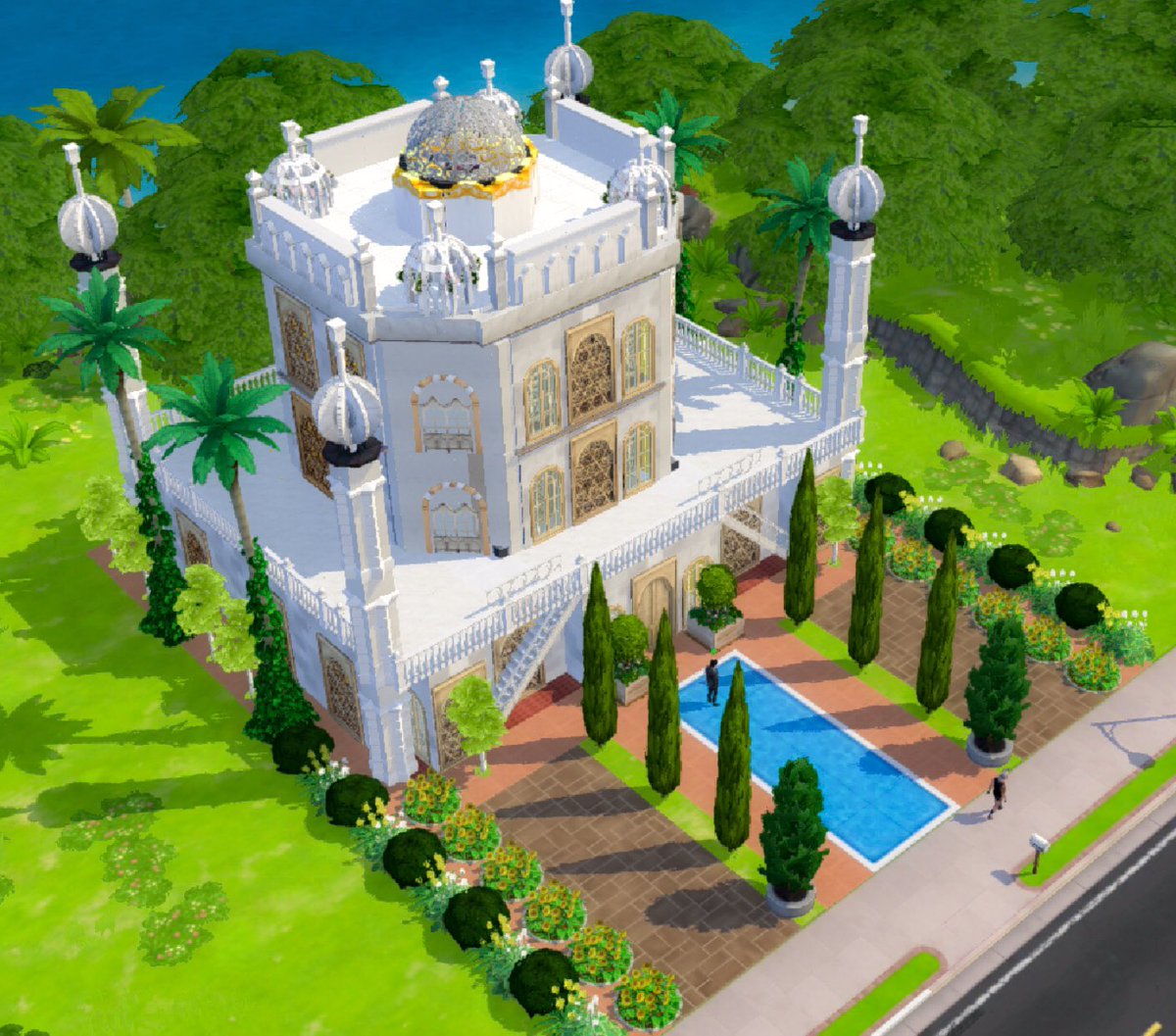 CaprisunTsm's tweet photo. Here’s the new build of mine. It’s Taj Mahal. Sorry if It’s not that 💯 percent accurate and it’s small compared to the actual. We all know TSM is limited when it comes to resources. 😂 #TheSimsMobile #ShowUsYourBuilds https://t.co/9mo6pbGU5I