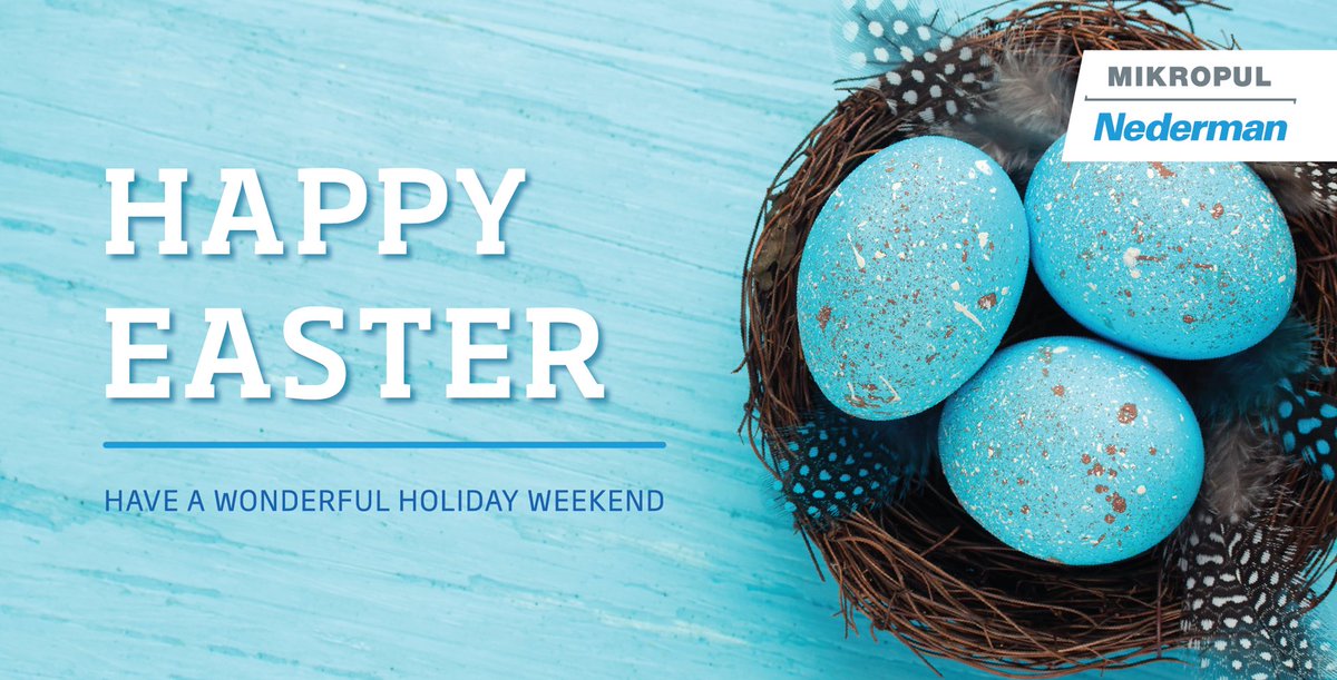 Happy Easter! From all of us at MikroPul, we wish you a wonderful and safe holiday weekend.
  
As a reminder, our US offices will be closed today, 04/07. See you on Monday!

#TheCleanAirCompany #CleanAir #Nederman #MikroPul #Easter #HappyEaster #OfficeClosed