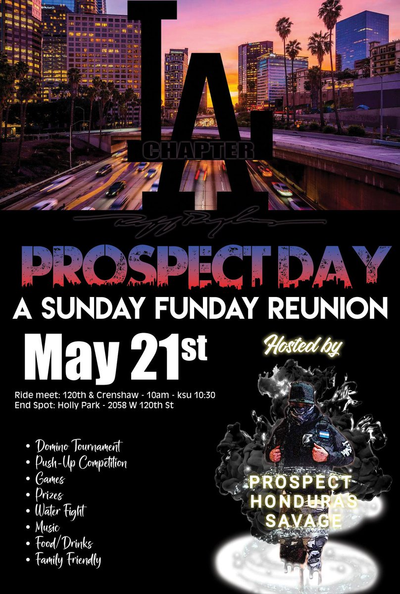 HondurasSavage's tweet photo. May 21st, you have to put this in your calendars. You do not want to miss it. Come out and network, share, and hang out with your local Prospect HondurasSavage LA Ruff Ryders and my vested brothers and sisters. small activities with prizes and fun time with them LA Ruff Ryders. https://t.co/0tbQAzT3YN