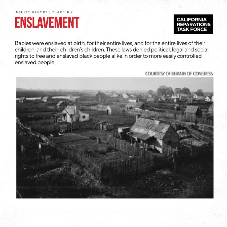 cjecofficial's tweet photo. Despite California entering the Union in 1850 as a 'free' state, its early state Gov allowed and supported Slavery. Learn more about CA Reparations @ https://t.co/qZkAHJ8QVy

#reparations
#reparationstaskforce
#californiareparationstaskforce @drsmcphd @cjecofficial https://t.co/RYGGuAoLgd