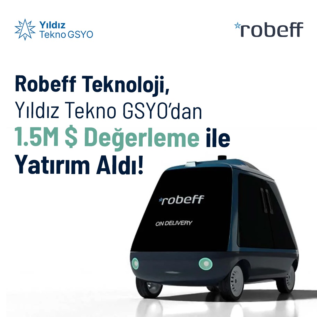 yildizteknopark's tweet photo. Sürücüsüz elektrikli robot platformları tasarlayan, üreten ve geliştiren @robefftech Yıldız Tekno GSYO’dan 1.5M$ değerleme ile yatırım aldı!

Robeff ekibini tebrik ediyoruz.

#YTÜYıldızTeknopark #YıldızTeknoGSYO #Yatırım https://t.co/pRp1NauN2C