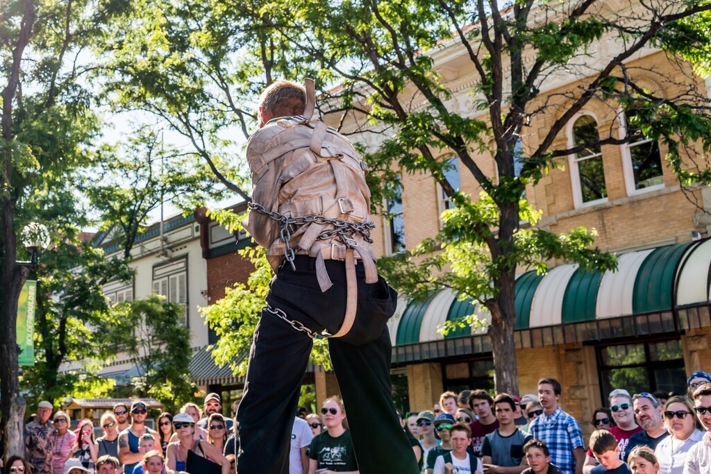 GoCatGo's tweet photo. Celebrating the start of Boulder Arts Week with a strait jacket & chains on the Pearl Street Mall in Boulder, Colorado. From my sold-out book "People on Pearl." Second edition coming soon.
…
#Art #BoulderArtsWeek #StreetPhotography #PearlStreetMall #… https://t.co/nf0VP0Ql8u https://t.co/BXO0YYtaOd
