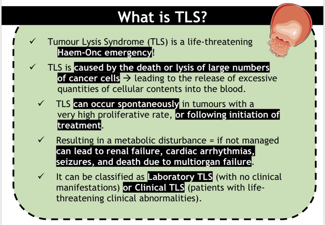 Danielle__casey's tweet photo. 🩸📖 4. Tumour Lysis Syndrome 📖🩸
#HaemNursing #HaemNurseEducation #HaemTwitter #TLS
1/4 🧵 https://t.co/aJx3nicgXw