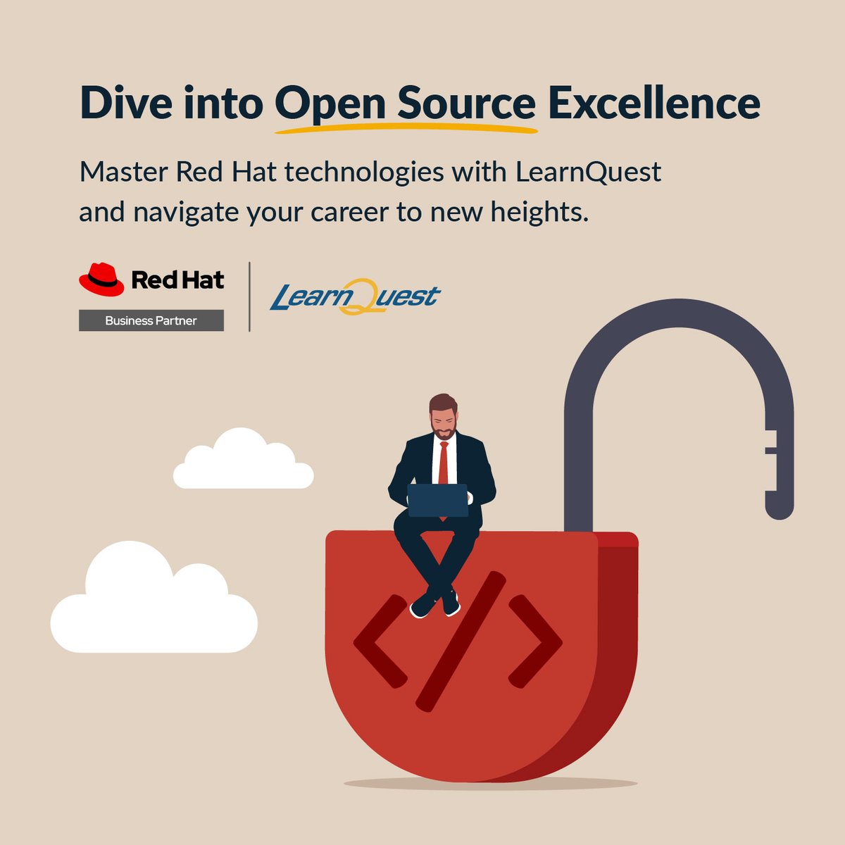 Ride the #OpenSource wave with Red Hat training at LearnQuest! Surf into a sea of opportunities. Catch the wave → bit.ly/3zrATgF

#RedHat #RedHatTraining #OpenSource #ITTraining #LearnQuest