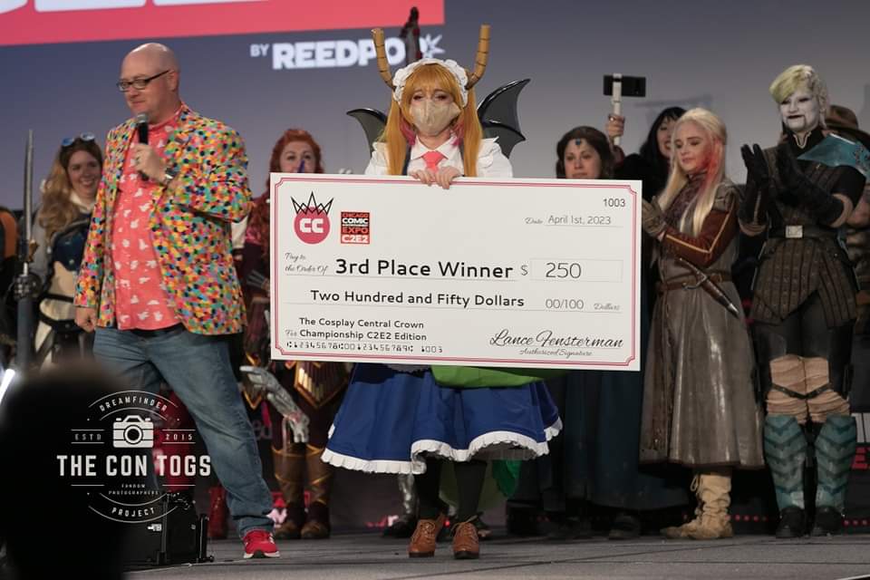 disfusional's tweet photo. I still cannot believe this happened. Shout out to @TheConTogs for capturing this epic moment from @CosplayCentral Crown Championship @c2e2 2023.
My Tohru Cosplay, from @MissKobayashiEN, was a fabrication adventure.
I cannot thank you all, for the support and love along the way! https://t.co/9xC05EjihQ