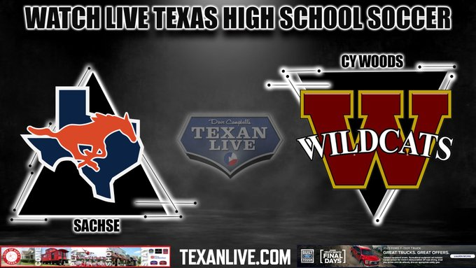 dctffootball's tweet photo. BOYS REGIONAL SEMIFINALS
WATCH THIS PLAYOFF GAME LIVE
Sachse vs Cy Woods
Friday 4/7/2023
Coverage begins at 4PM
For the Live Link click here: https://t.co/mFGPZ29kw8 
  
@SachseHS_Soccer @CW_Athletics @CyWoods212 @212catsoccer @SHS_Mustangs @askjema @CyWood_Boosters https://t.co/loFKweN9p7