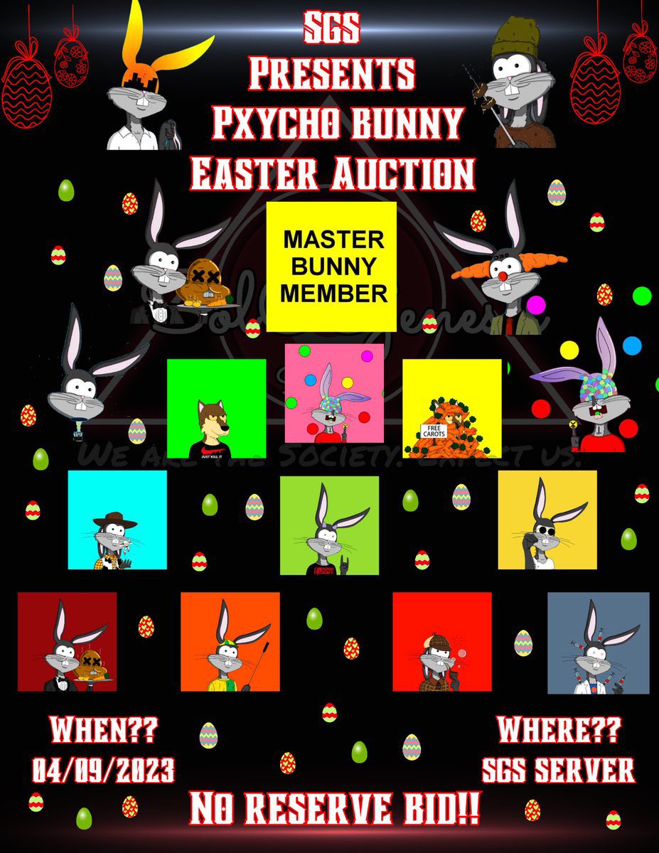 It’s Good Friday have a blessed Easter weekend 💈🐣💈

Hop along…..to @SologenesisS 

Sunday 9th April - 9pm BST 

#xbarbers Collab Auction with <a href="/pXychoNFT/">pXycho B</a> come grab yourself an ‘Easter pXycho bunny’ surprise 🥚🐰

discord.gg/s-g-s