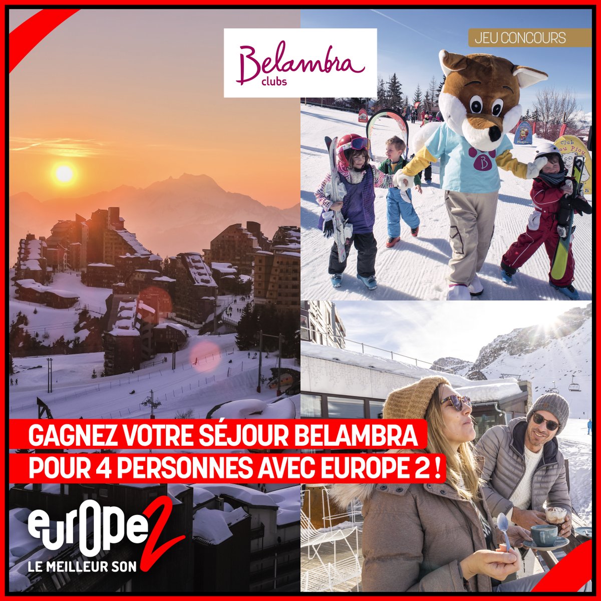 Europe2's tweet photo. **CONCOURS** L'heure des vacances va bientôt sonner... 🥰 Remportez votre séjour pour 4 personnes dans les Clubs @Belambra avec Europe 2 !

Pour PARTICIPER ➡ follow Europe 2 + RT ce tweet https://t.co/ksJyIEngli