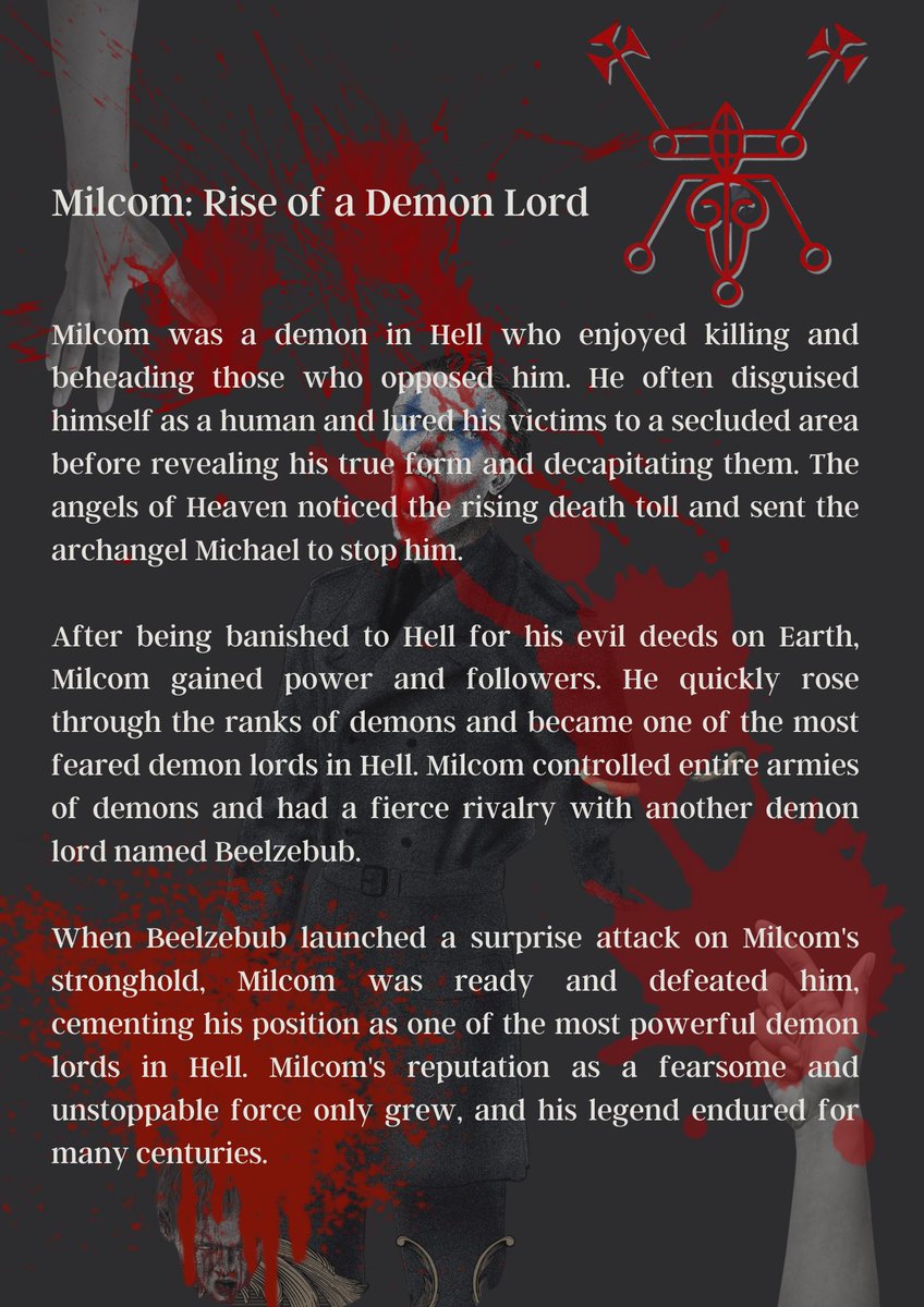 Reignbow#7125 (@sheign05) on Twitter photo Milcom: Rise of a Demon Lord
A Tale of Power, Evil Deeds, and Rivalry in Hell.
<a href="/DemonsAngelsNFT/">CryptoDemons & Angels ®</a>
#CryptoDemonsandAngels #StoryChallenge Milcom: Rise of a Demon Lord
A Tale of Power, Evil Deeds, and Rivalry in Hell.
<a href="/DemonsAngelsNFT/">CryptoDemons & Angels ®</a>
#CryptoDemonsandAngels #StoryChallenge