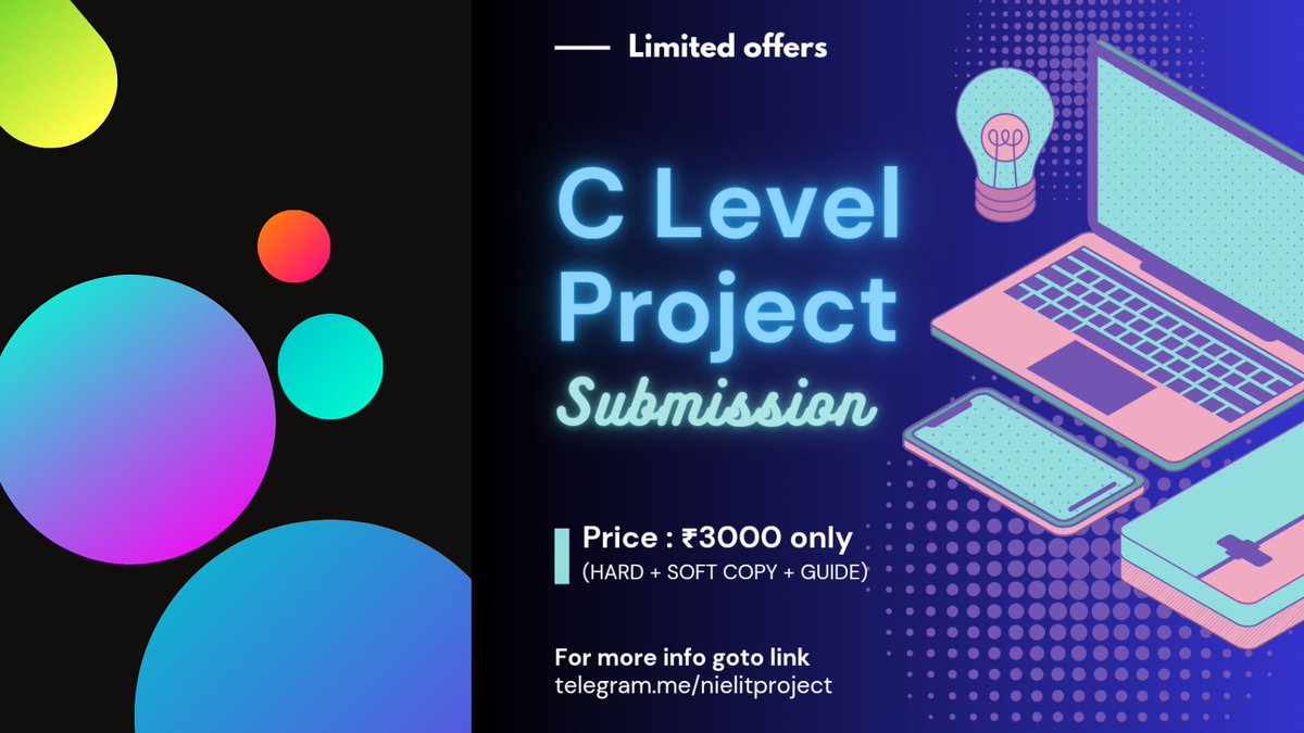 NielitProject's tweet photo. C Level Project Submission by Guider βΉ3000 with π― guaranteed #CLevelProject #NielitProject #CLevelMajorProject #CLevelProjectSubmission #NielitCLevelProject #CLevelProjectBuy #CLevelProjectSubmit #CLevelProjectatLowCost #CLevelProjectViva #clevelprojectwork #CLevelProjectIdeas https://t.co/DBOaN6VIMe