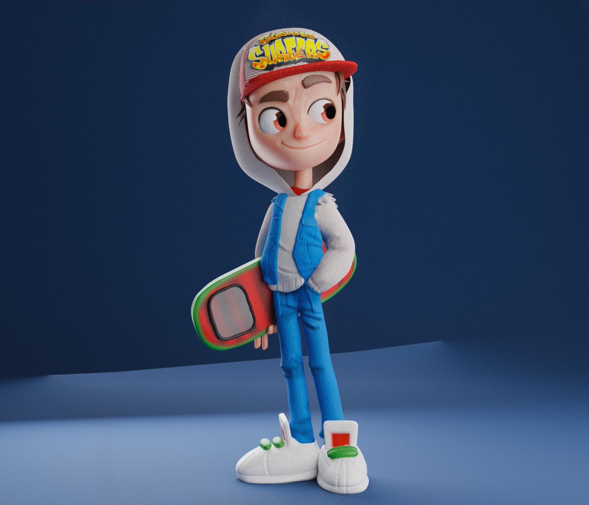 Deadrtist's tweet photo. Good night fam🤠
Well show some love on my art😺
#art #Blender3d #NFTCommmunity #characterdesign 
@coi_nft @subwaysurfers #SubwaySurfers #game https://t.co/inkbykp7vY