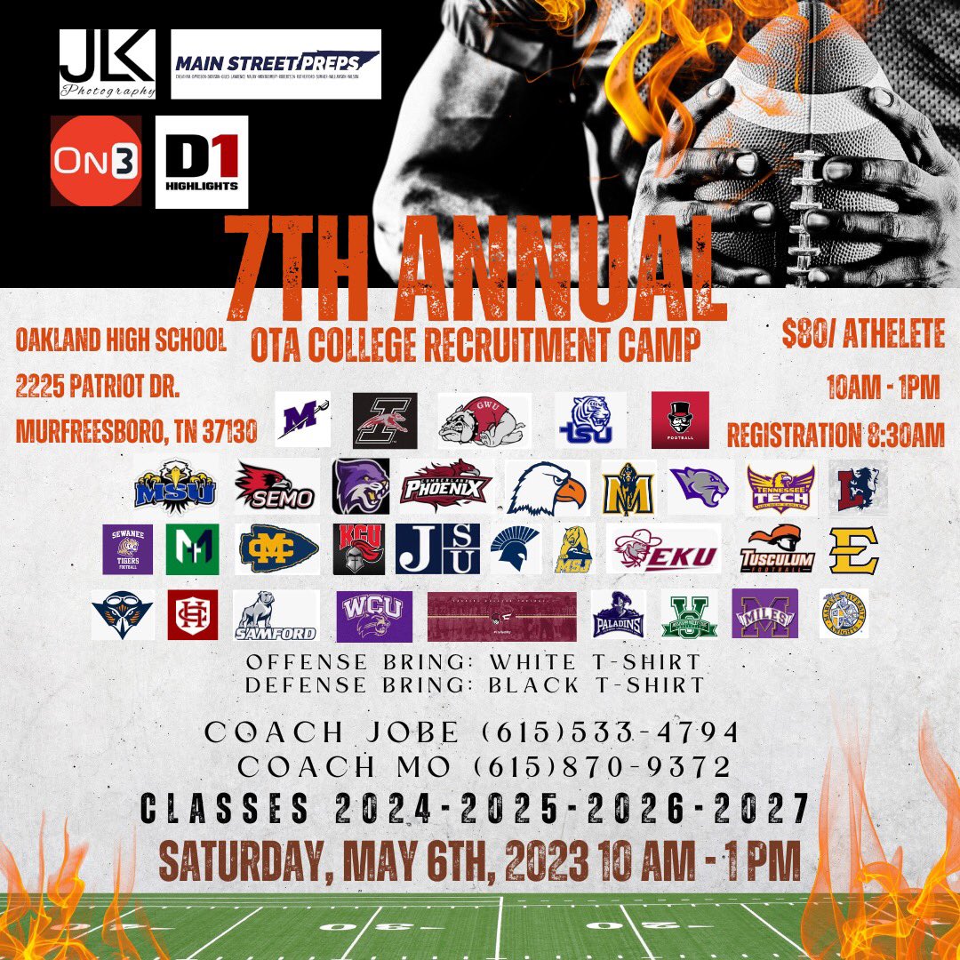 Less than a month away! One of the best camps in Tennessee! Come earn it! @d1highlights @RN_JK808 @bestXthatXists @thompsmd23 @MISTA_10 @CoachMikeWelch @CoachSpringtym @strengthcoach34 @gridironjourney @coachcraw4d @MainStreetPreps @asdillon 🅾️