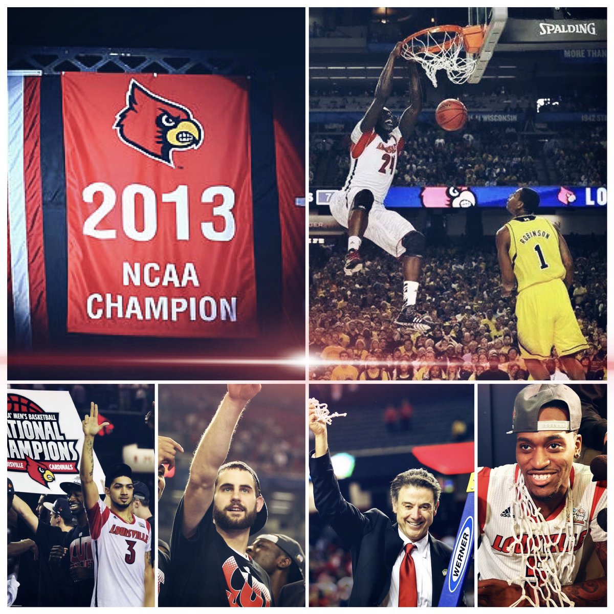 KLW0408's tweet photo. It happened exactly 10 yrs ago but feels like yesterday

♦️Montrezl w/the dunk of the decade

♦️Luke’s four straight 3’s

♦️Cards beat Michigan 82-76

I’ll always love this team

STILL the last D1 team from this state to win it all

The ‘13 NATIONAL CHAMPIONS LOUISVILLE CARDINALS https://t.co/9KTUQtZI8E