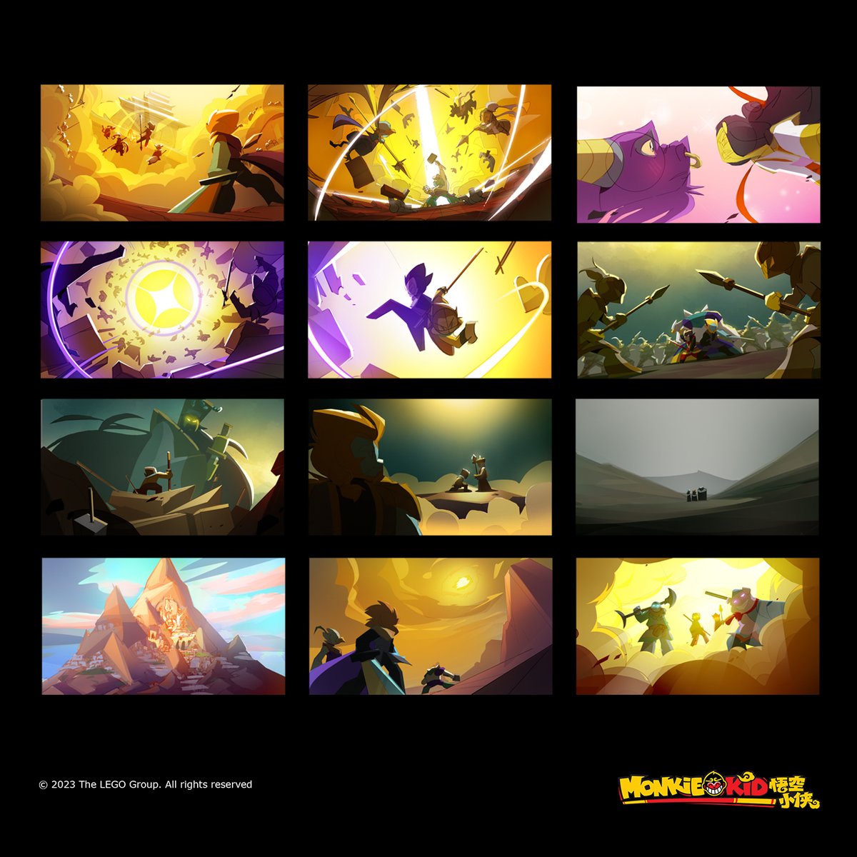 #monkiekid season 4 flashback sequence colorscript
*Chef's kiss* to the storyboarders on this episode. These shots were so cool and were an absolute pleasure to paint 🤩