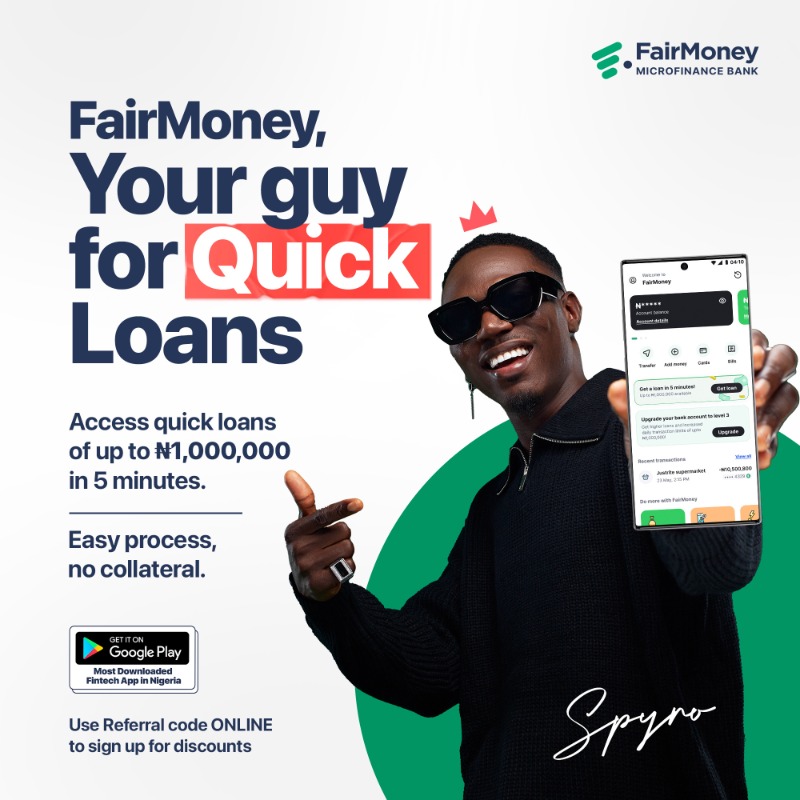 fairmoney_ng's tweet photo. FairMoney is your guy when you need “Urgent 2k”, no questions asked! Get a quick loan in 5 mins today from FairMoney, your loan guy! #FairMoneyYourLoanGuy