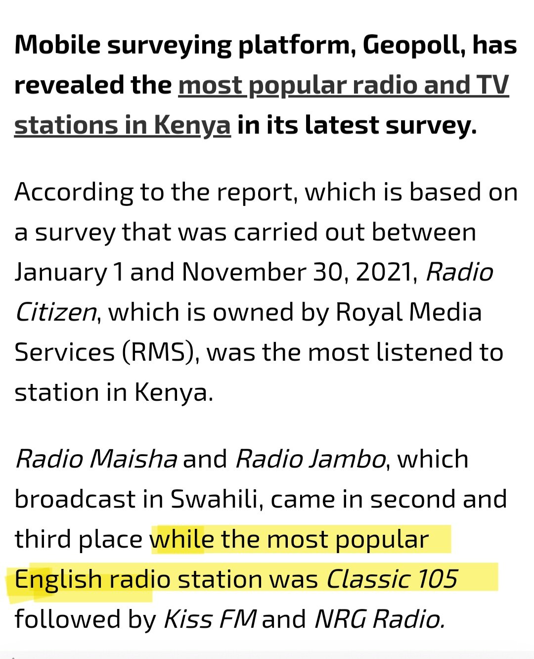 JIMINATION on Twitter: "Global IT Jimin has reached the locals in Kenya!😭🔥 Classic 105, the most popular English station Kenya, a funny post on their Instagram about some