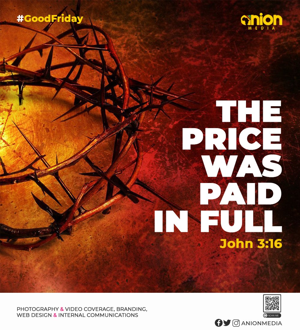 anionmedia's tweet photo. Good Friday...

"He paid all in full" https://t.co/po9uHWyc2J