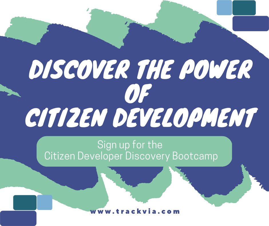 trackvia's tweet image. Discover the power of #citizendevelopment with TrackVia's Citizen Developer Discovery Bootcamp! You'll gain the skills and knowledge to create your own applications and accelerate business innovation. #LowCodeApplication #TrackVia bit.ly/3SxJvv4