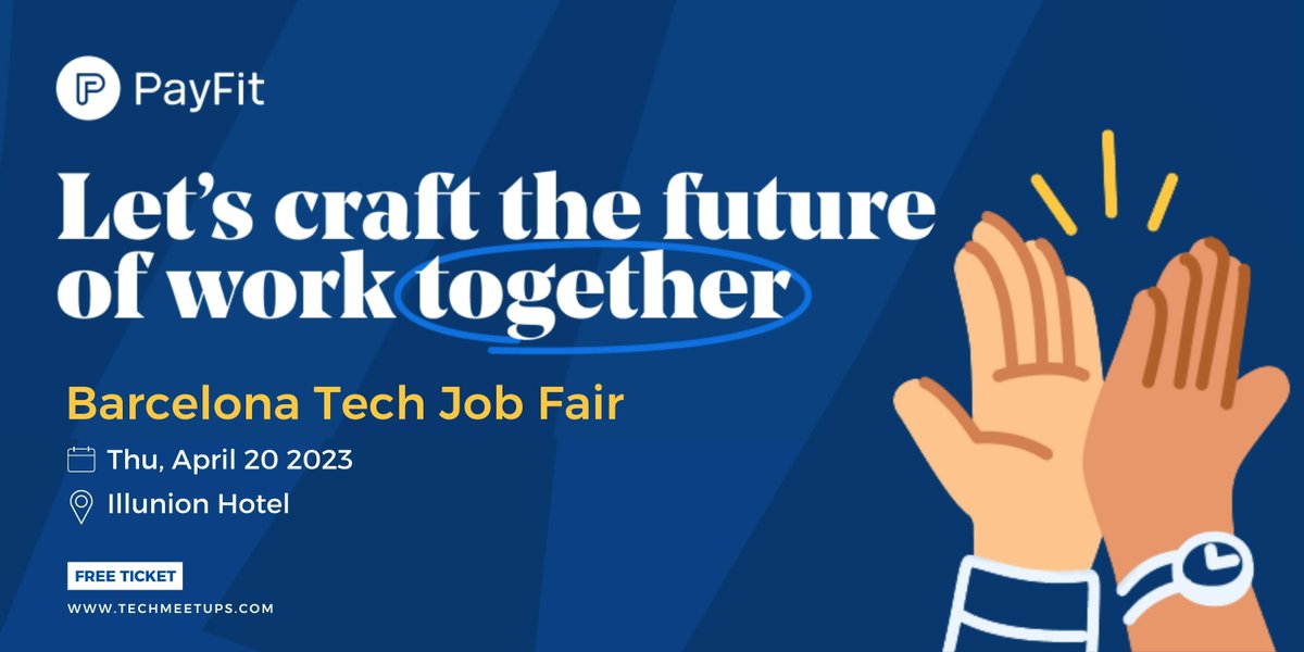 📣Job seekers, @PayFitUK will be part of the Barcelona Tech Job Fair this year! Their team will be happy to meet you.

Get your tickets now: buff.ly/3JoDiyO
Here is their career site: buff.ly/410qlRl

#techmeetups #jobsfair #careerfair #jobfair #BarcelonaJobs