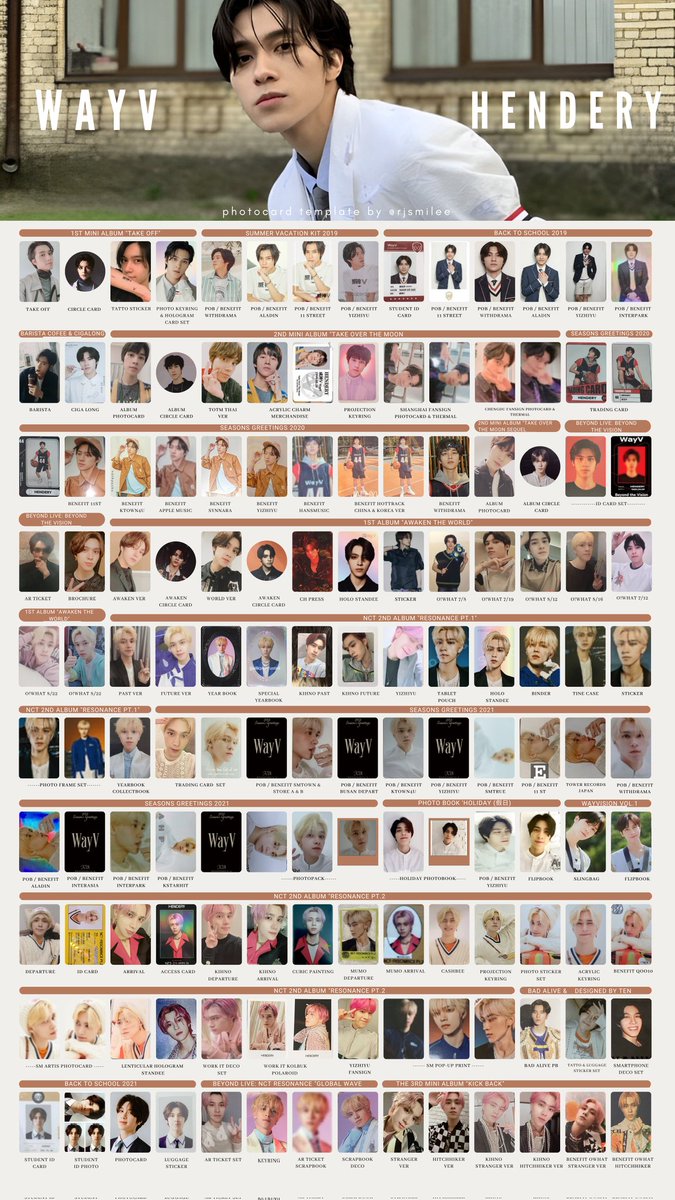 WayV Hendery Photocard template wishlist Collection WayV 웨이션
