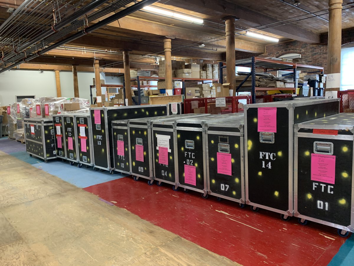 FTCTeams's tweet image. The FIRST Tech Challenge World Championship road cases and pallets are packed and ready to go! We can't wait to see you in Houston, Texas!