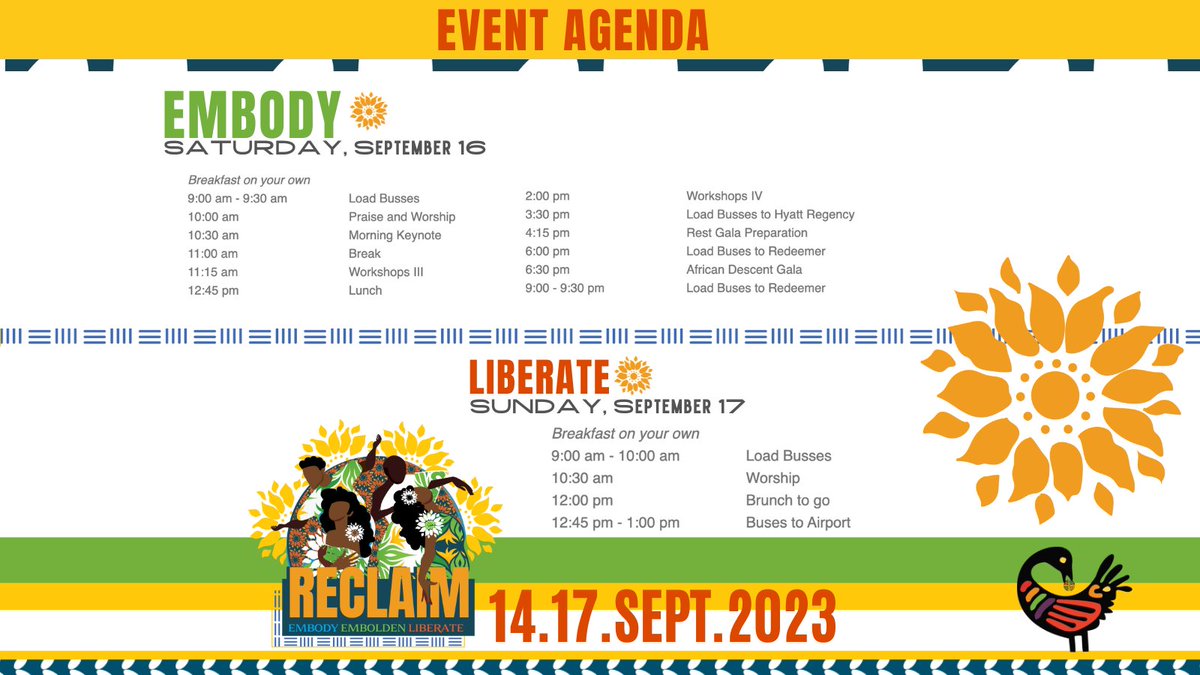 African Descent community thrive most when gathered across generations, building on well-established traditions and principles like Umoja, Sankofa, &amp; Ubuntu. RECLAIM Sept 14-17, Minneapolis, MN. Reserve your spot today!  ow.ly/jkAt50NA5tl 
#Reclaim #AfricanDescentMinistry