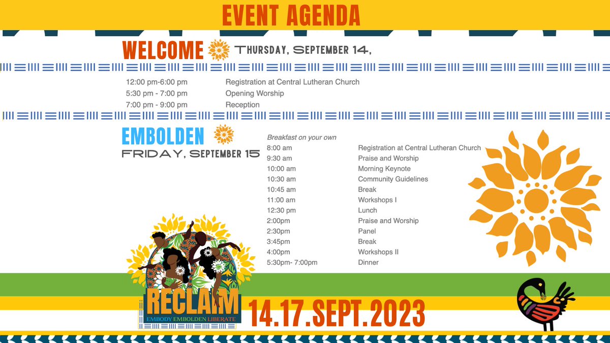 ELCAADM's tweet photo. African Descent community thrive most when gathered across generations, building on well-established traditions and principles like Umoja, Sankofa, &amp; Ubuntu. RECLAIM Sept 14-17, Minneapolis, MN. Reserve your spot today!  https://t.co/BqTLRhyoAn 
#Reclaim #AfricanDescentMinistry https://t.co/agfAn5idxg