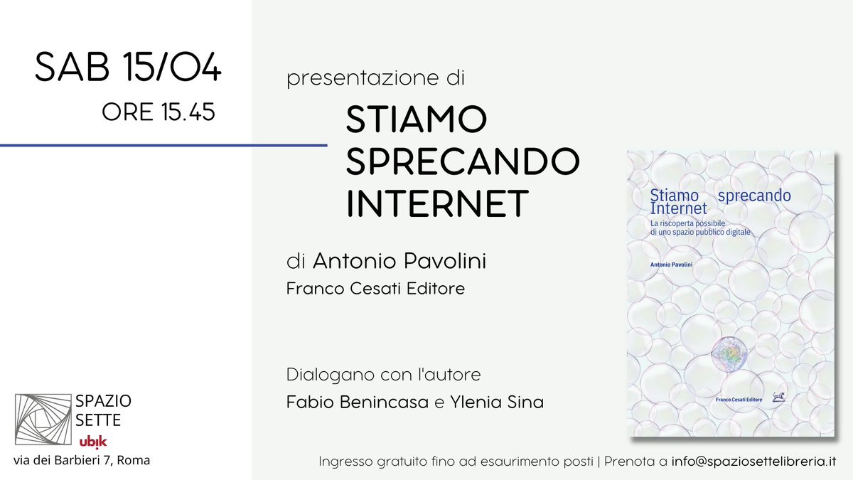 antpavolini's tweet photo. il 15 aprile sarà un vero e proprio D-Day per #StiamoSprecandoInternet.
da quel giorno, infatti, lo troverete in libreria.
ma soprattutto, in quel giorno lo presenteremo alla libreria Spazio Sette a Roma, con Fabio Benincasa e Ylenia Sina. 
non potete mancare :)
#SSINT https://t.co/ANkCWF509O