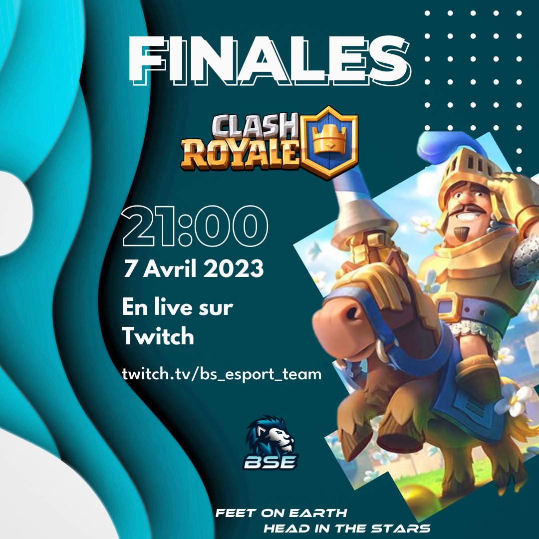 <a href="/LemaireSebasti2/">🌟 S3bou14 🌟</a> vous donne rendez-vous à 21h pour les finales du tournoi #ClashRoyale 🔥 

Le gagnant repart avec 20e, le deuxième 10e et le 3e 5e 💰 
Mais qui remportera la mise ? 

Rejoignez-nous pour le savoir ! 🎮🚀
twitch.tv/bs_esport_team

 #twitch #gaming #gamer #stream