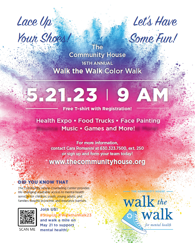 SuburbFamily's tweet image. 16th Annual "Walk the Walk for Mental Health"

LEARN MORE ... chicagosuburbanfamily.com/16th-annual-wa…

16th ANNUAL Walk the Walk for Mental Health – Sun. 5/ 21 at 9:00 AM. 

#StepUP #WalktheWalk #ColorWalk. 

The Community House, 415 W. 8th St., Hinsdale. 

thecommunityhouse.org