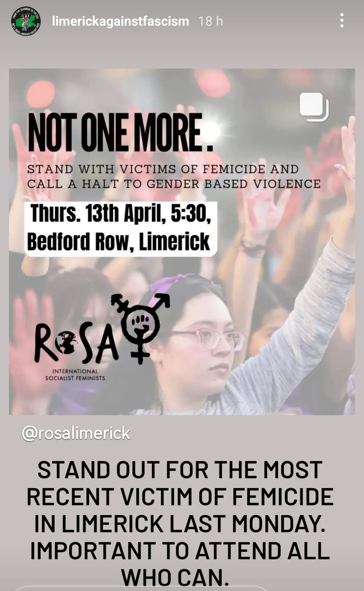 Please retweet #Rosa #endgenderviolence #Limerick #NotOneMore