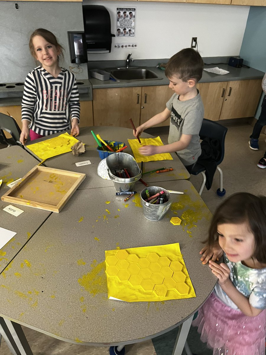 Our friends were hard at work making honeycombs as a part of our bee inquiry! @MsMcNiece @MsYhapRECE @MrsJPJohnson