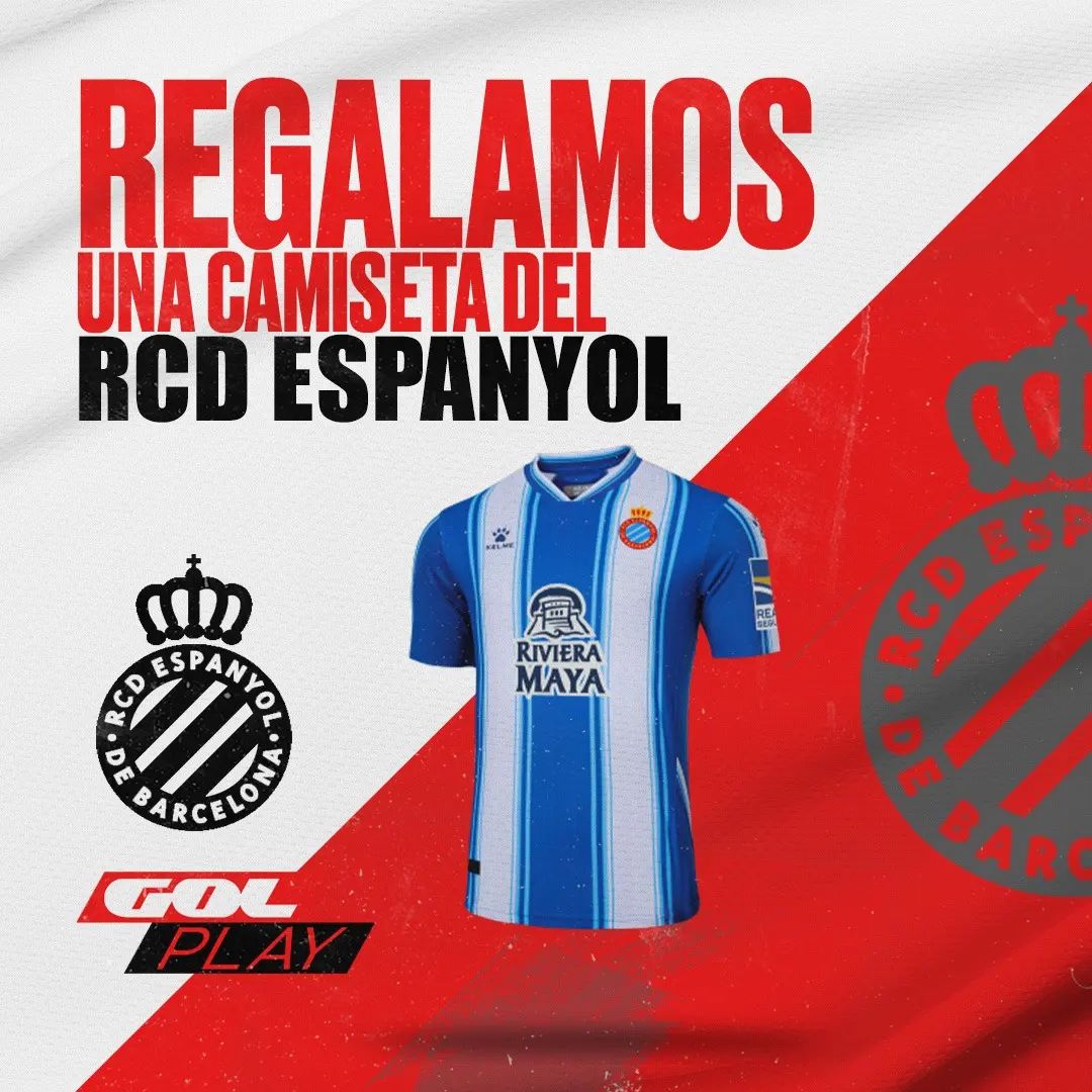 🎁 REGALO 🎁

🔵 ¿Quieres ganar la camiseta del <a href="/RCDEspanyol/">RCD Espanyol de Barcelona</a>?  

❤️ Sigue a <a href="/Gol/">GOL</a>
🔁 Haz RT
📲 Dinos por qué tiene que ser tuya con #LaLigaEnGol 

🥇 Un ganador 

🔥 ¡A las 16:15h, vive el #RCDEspanyolAthletic en Gol Play!