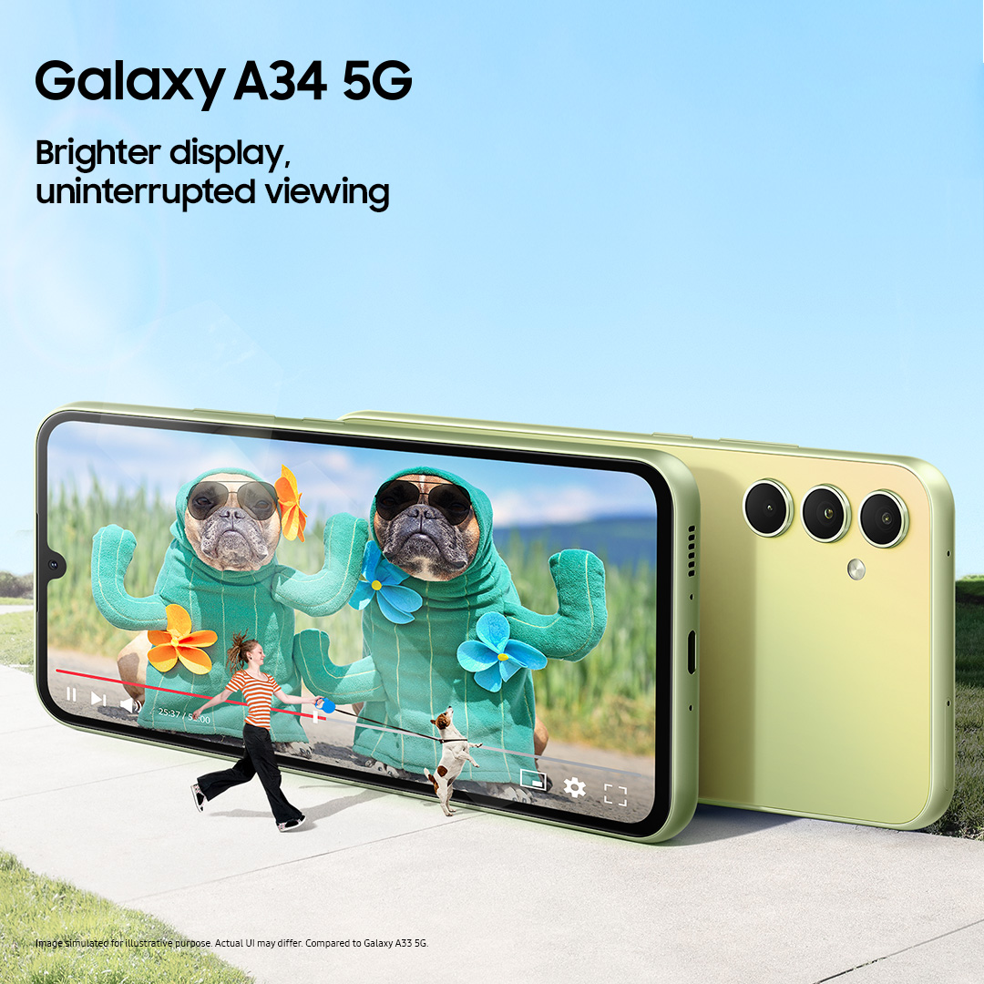 SamsungGulf's tweet photo. Smooth and bright, even in sunlight. #GalaxyA34 5G 120Hz refresh rates provide silky smooth viewing experience and 6.6-inch #SuperAMOLED display ensures a clear view.
Learn more: https://t.co/8k3ByBQVJu https://t.co/ZlrBvfQ4ZI